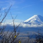 Lake Ashi and mountains in Hakone, Japan