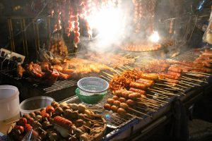 Busy night market in Chiang Mai, Thailand