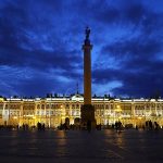 The Winter Palace and Palace Square in St. Petersburg at night