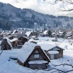 Thatched gassho-zukuri farmhouses in the village of Shirakawa-go