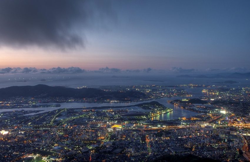 Night view of Fukuoka city, famous for its food culture