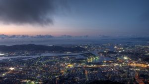 Night view of central Fukuoka near the Tenjin district