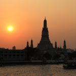 The central spire of Wat Arun, the Temple of Dawn, in Bangkok