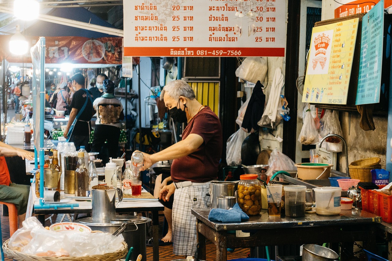 Busy night market in Chiang Mai, Thailand