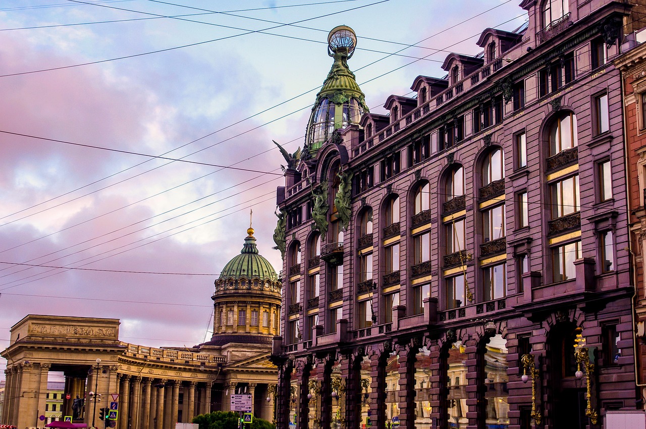 Historic buildings along a central St. Petersburg avenue