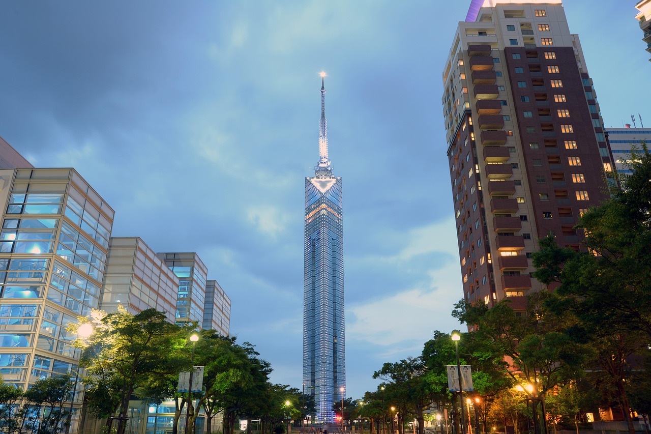 Fukuoka cityscape near Hakata, the city's main transport hub