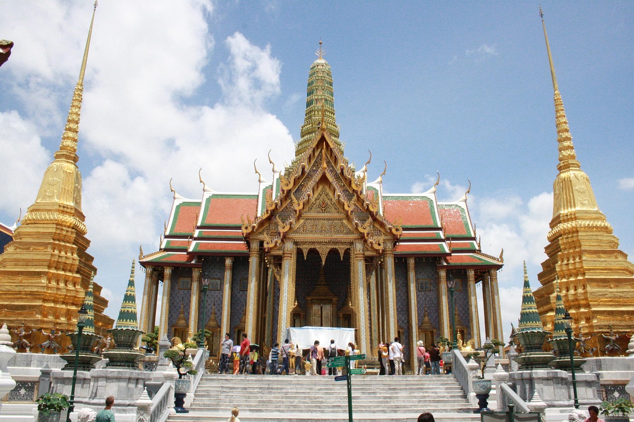 The ornate golden spires of the Grand Palace complex in Bangkok