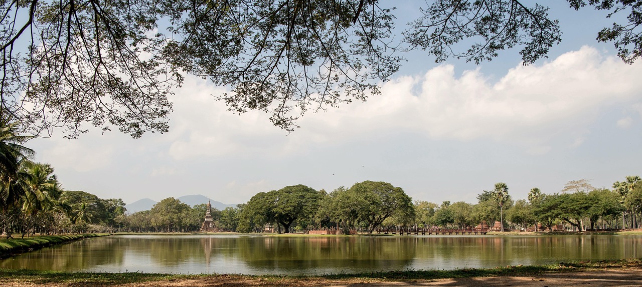 Sukhothai Historical Park at sunset, Thailand
