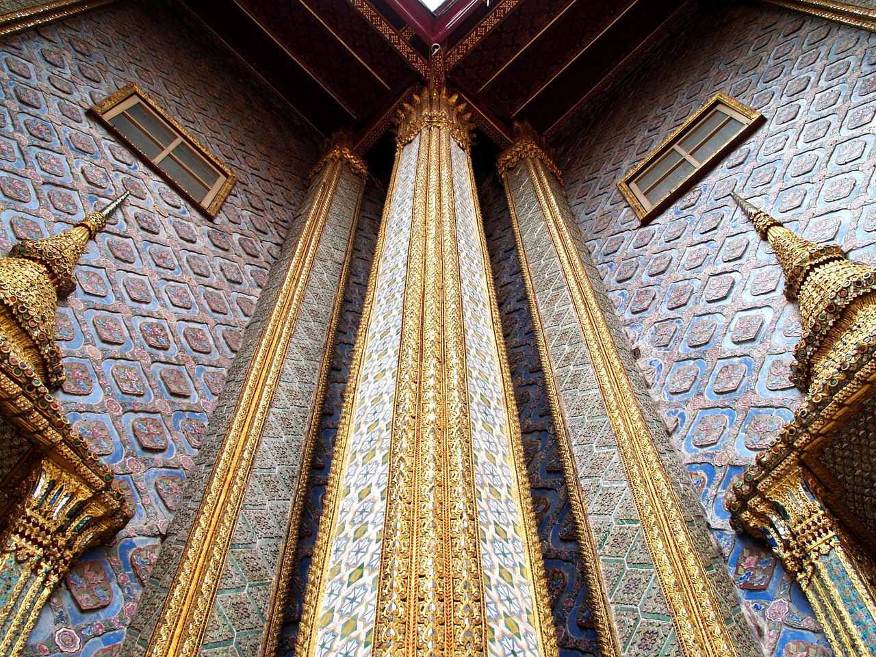 The ornate golden spires of the Grand Palace complex in Bangkok