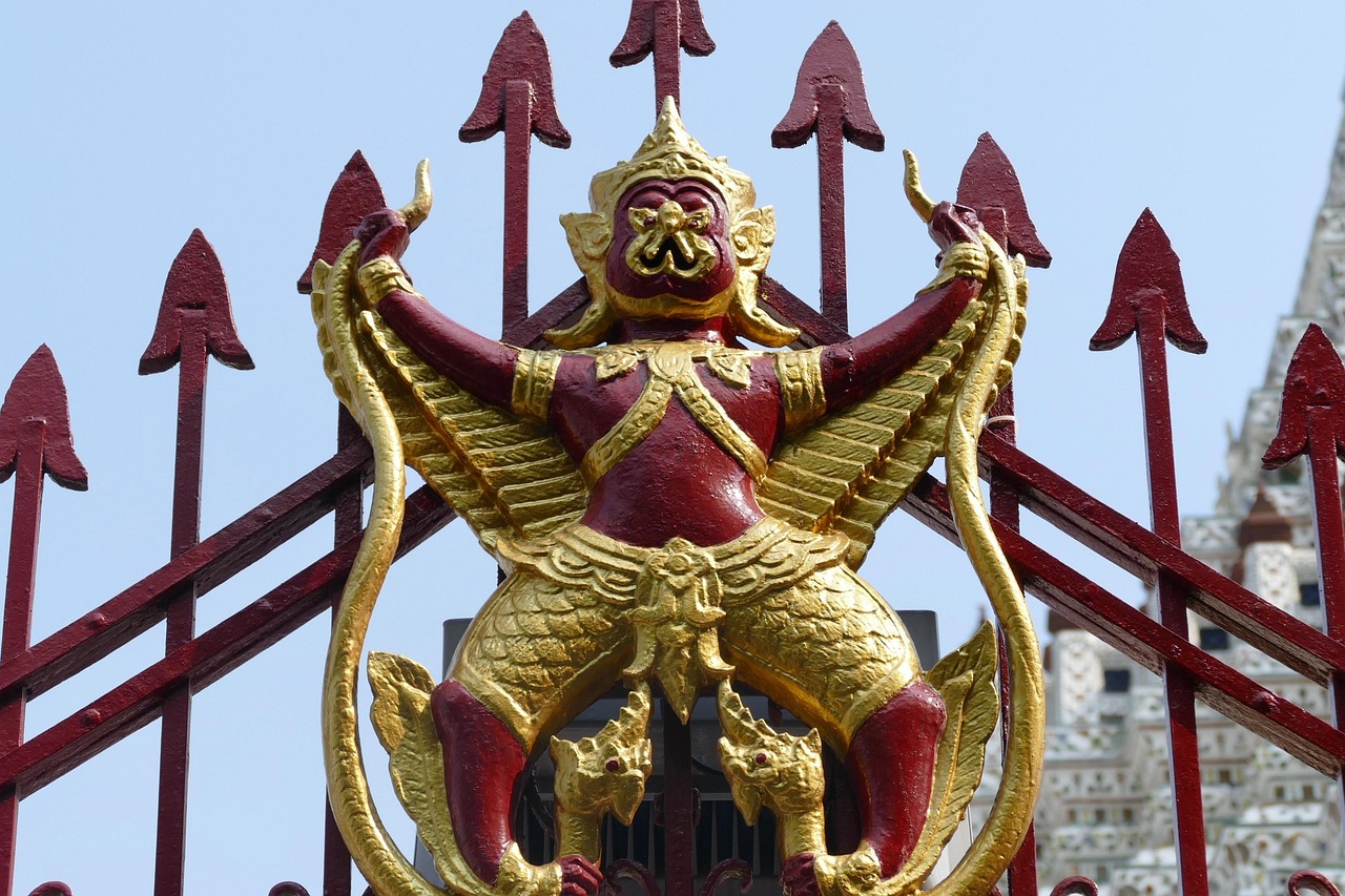 The central spire of Wat Arun, the Temple of Dawn, in Bangkok