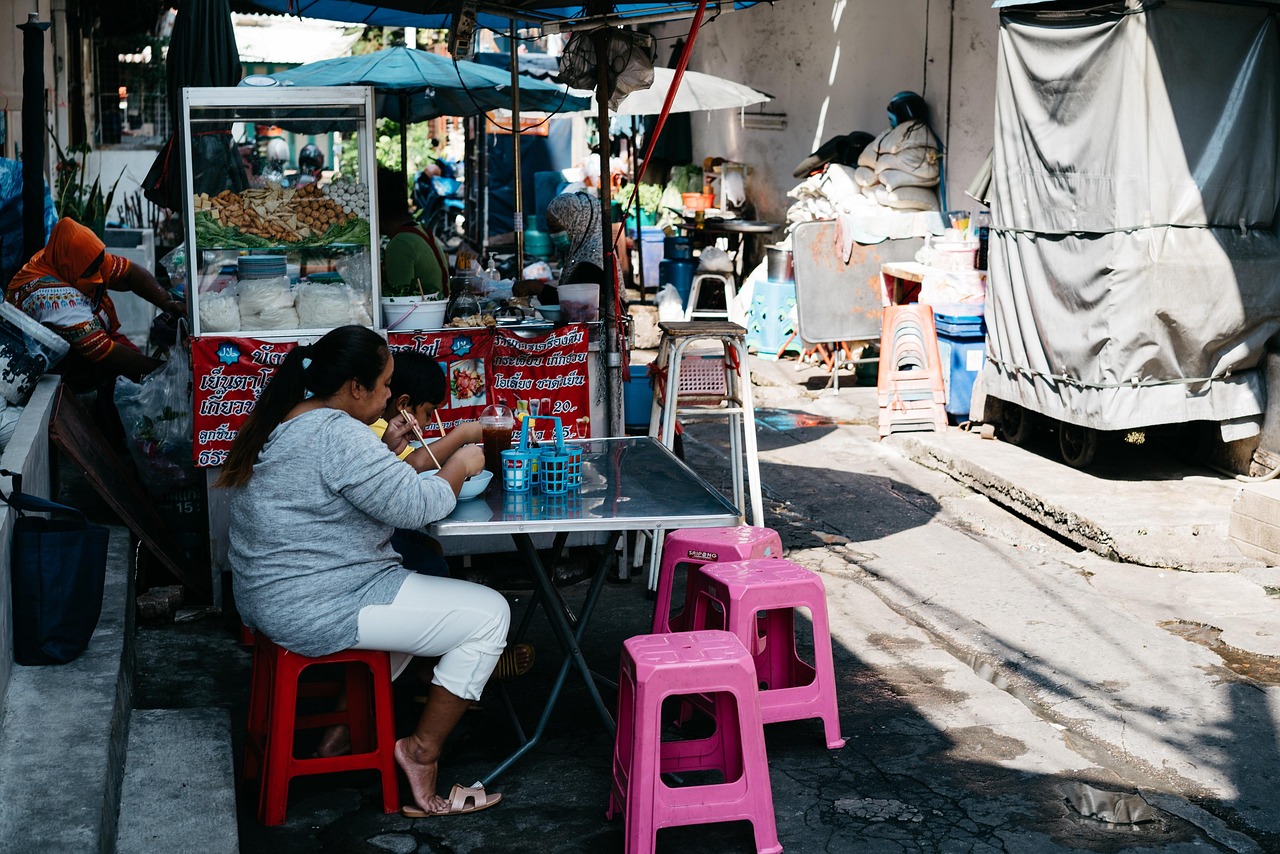 Busy night market in Chiang Mai, Thailand