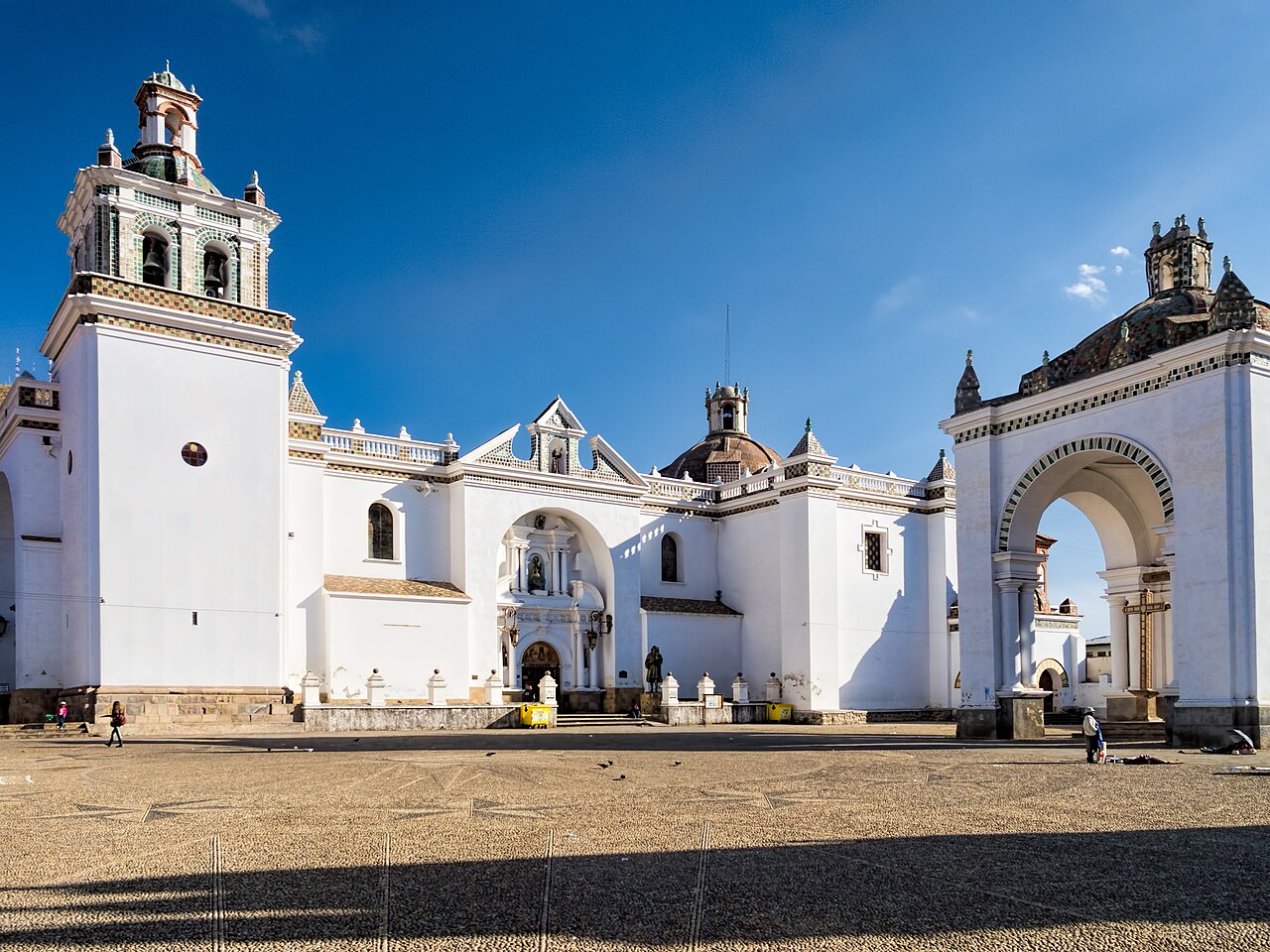The Moorish-style domes and facade of the basilica