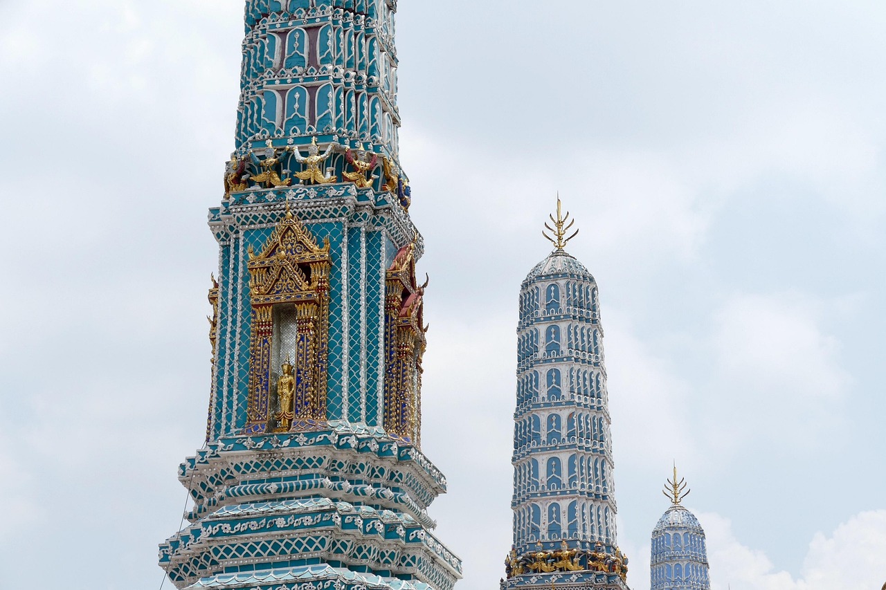 The ornate golden spires of the Grand Palace complex in Bangkok