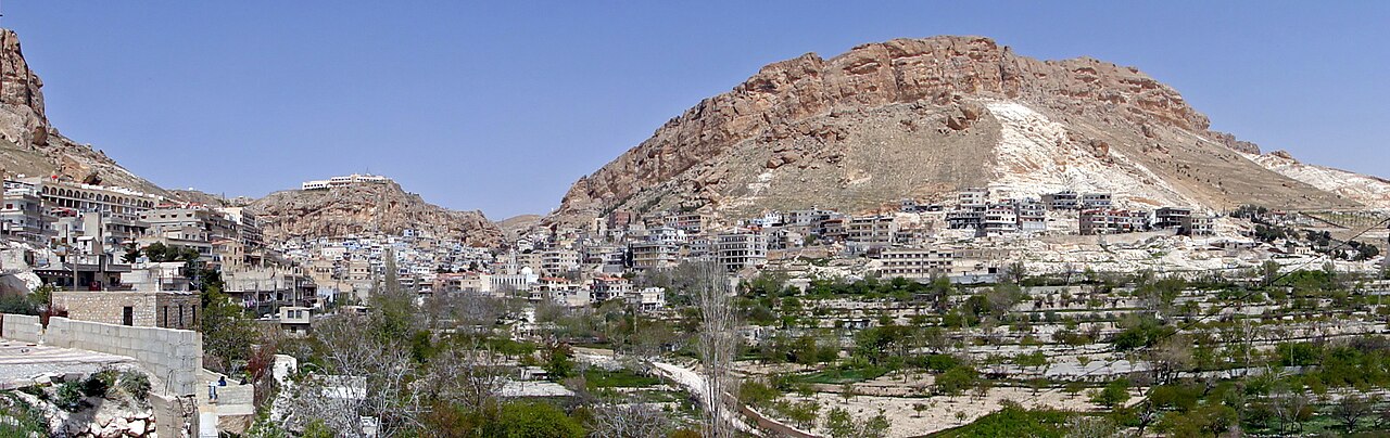 A street and church in Maaloula