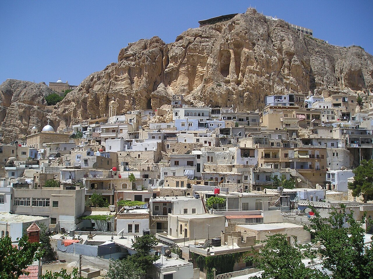 Maaloula village built into the cliffs