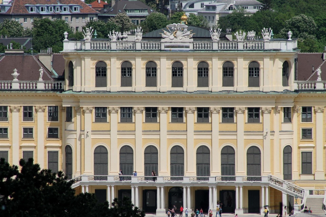 A grand Austrian palace and gardens in the imperial style