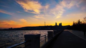 The city of Baku, the largest city in the Caucasus and the center of Azerbaijani national life.