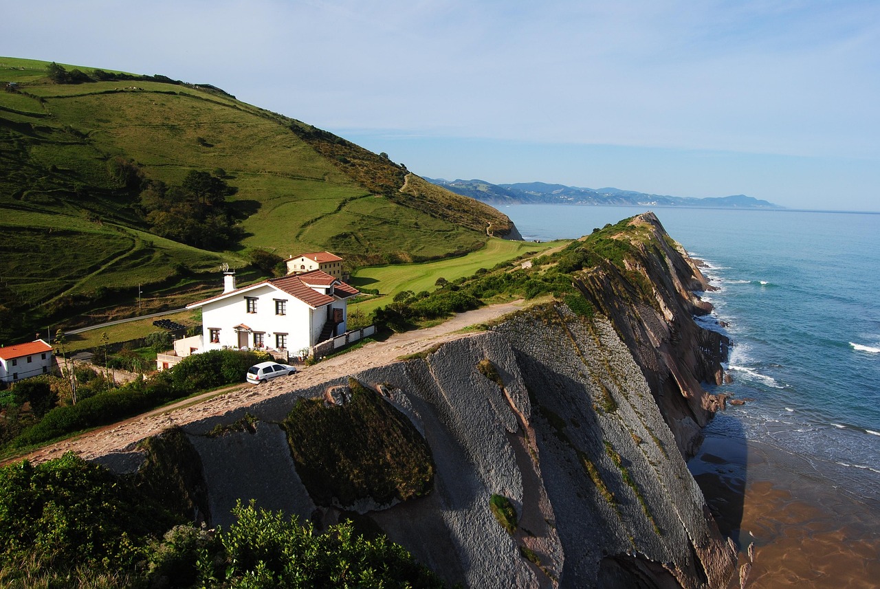 Rolling green hills of the Basque Country in northern Spain