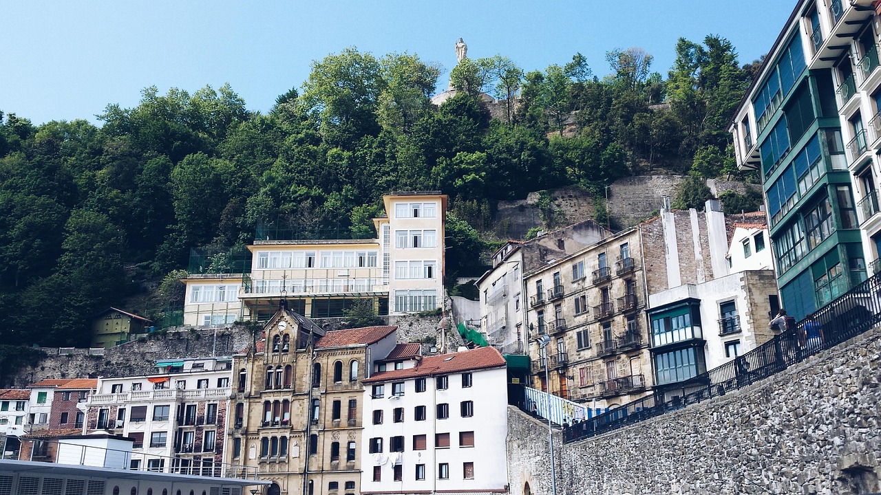 The coastal city of San Sebastian (Donostia) on the Basque shore of the Bay of Biscay