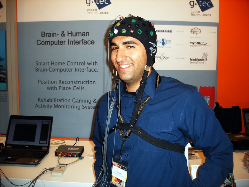 A person using a brain-computer interface