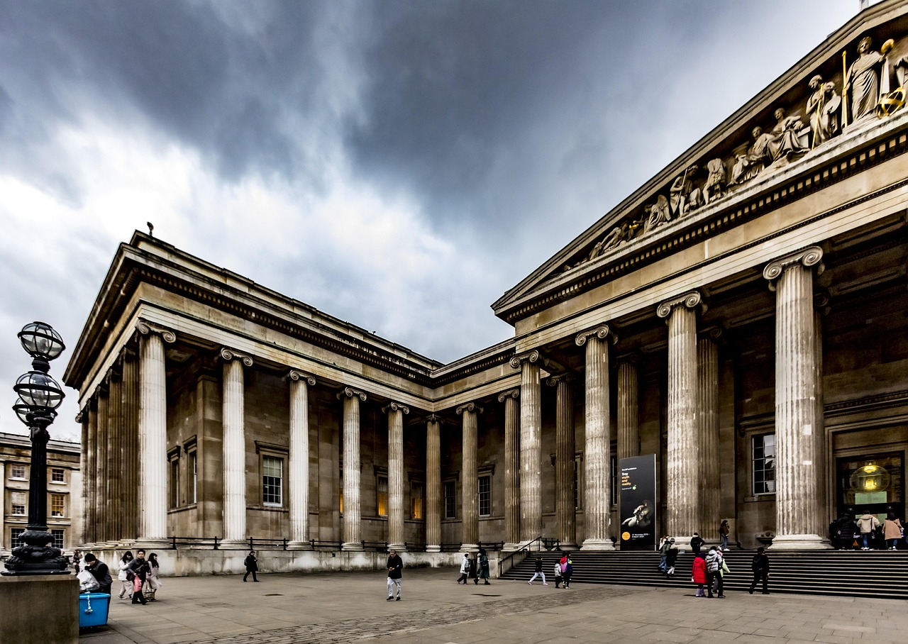 The glass-roofed Great Court of the British Museum