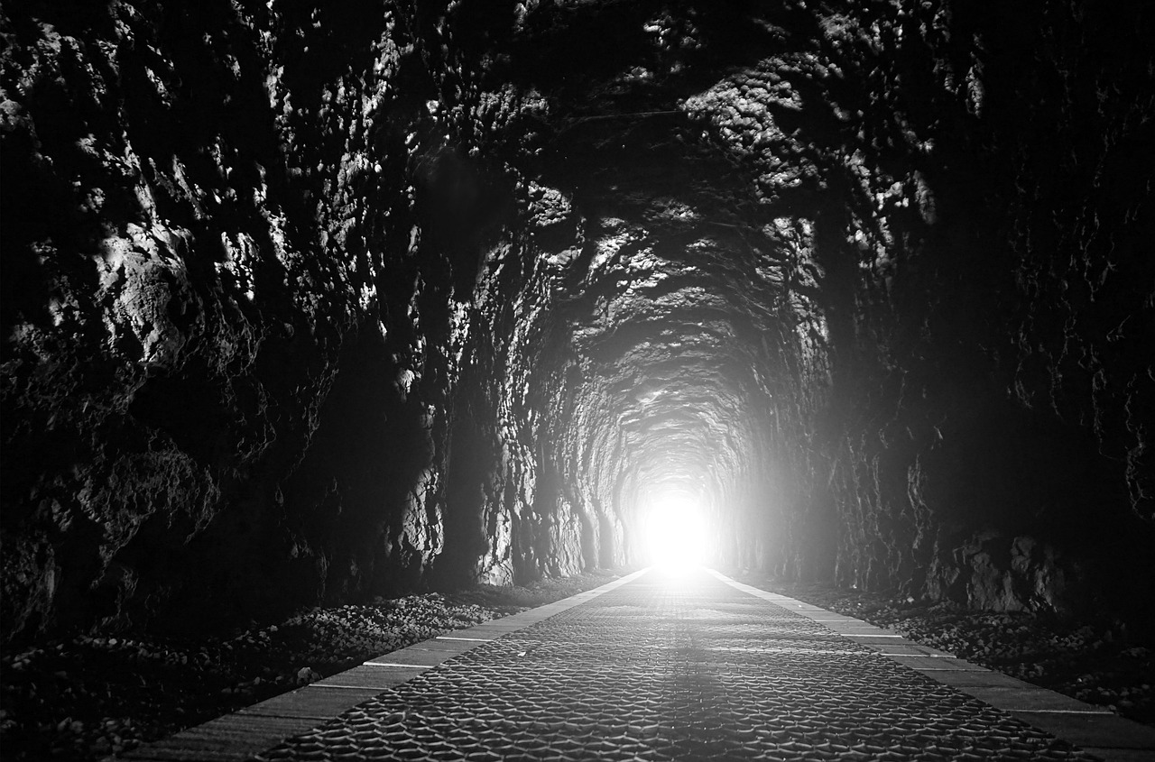 An underground stone tunnel