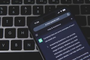 A smartphone showing ChatGPT