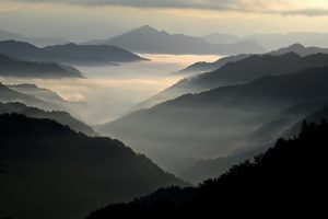 Snow-capped Caucasus peaks, the harsh and beautiful environment of the Chechen homeland.