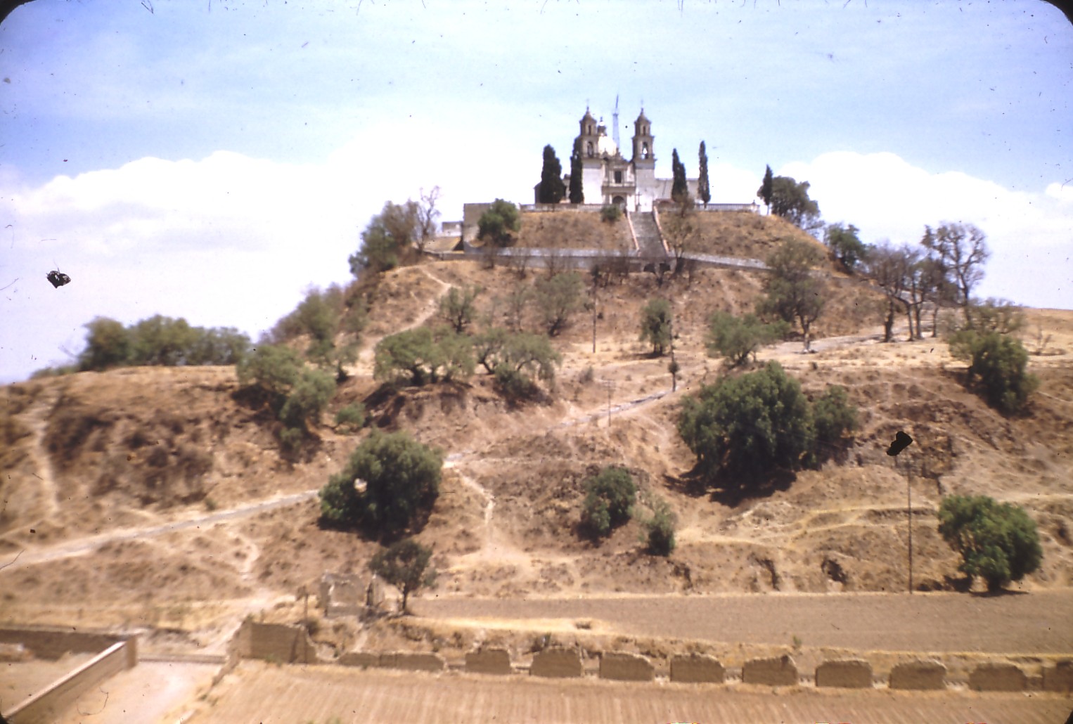 The church on top of the Cholula pyramid