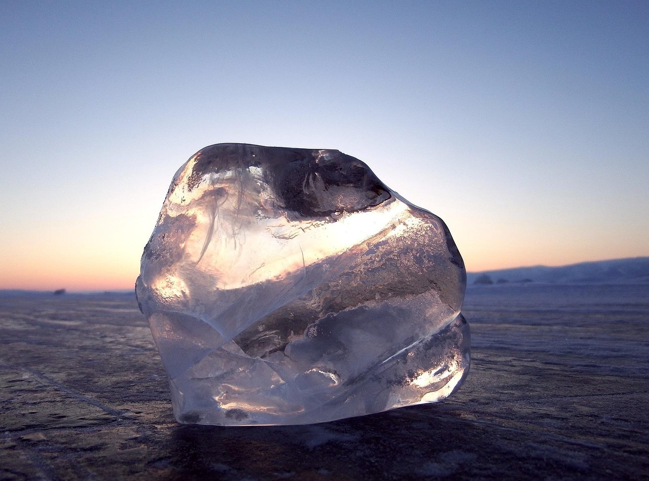 Frozen Lake Baikal landscape in Siberia