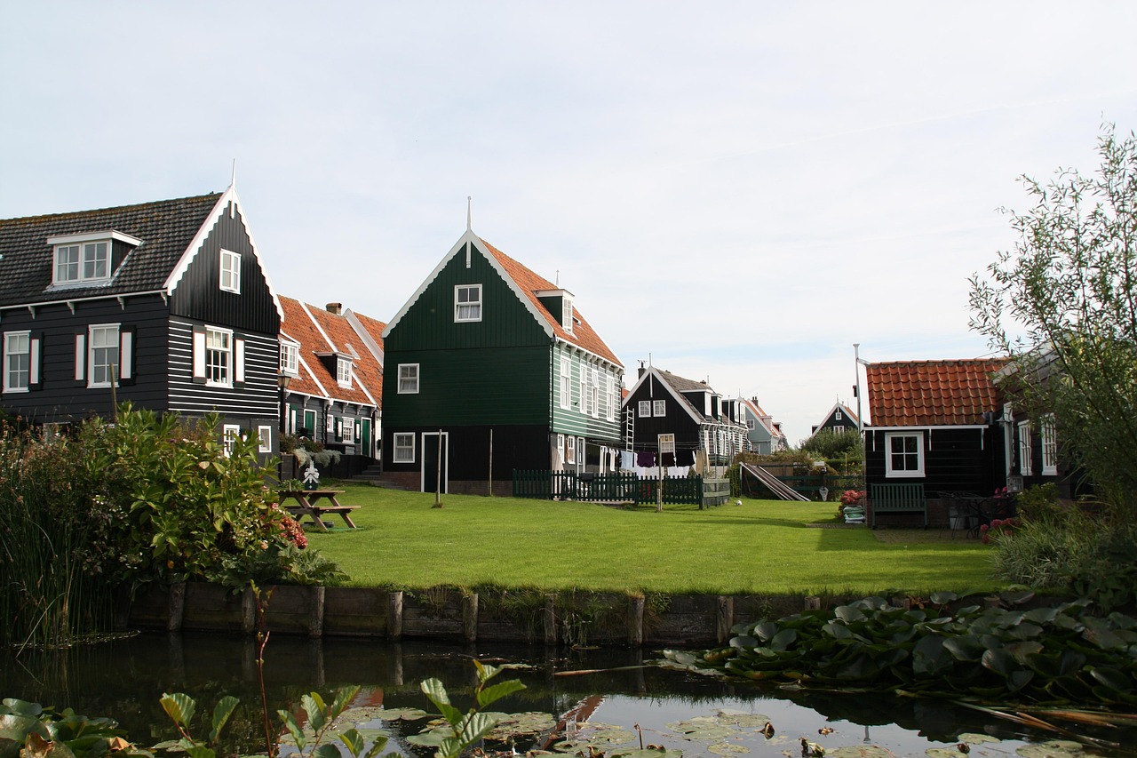 The historic village of Marken on the former Zuiderzee, with its traditional wooden houses