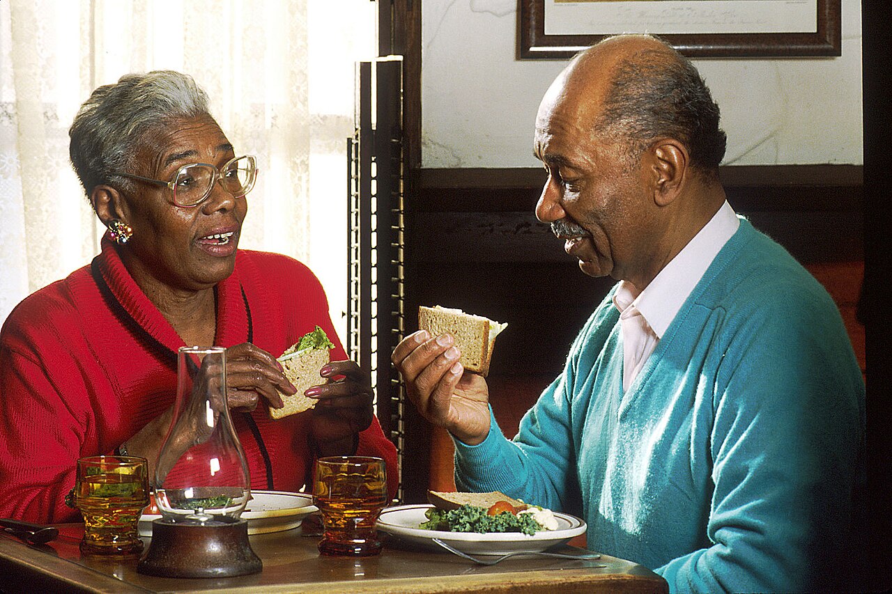 An older couple sharing a meal