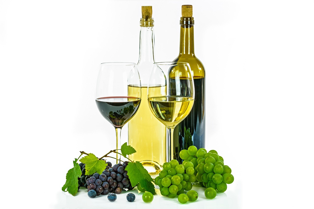 A glass of wine in a vineyard, reflecting France's world-famous wine culture