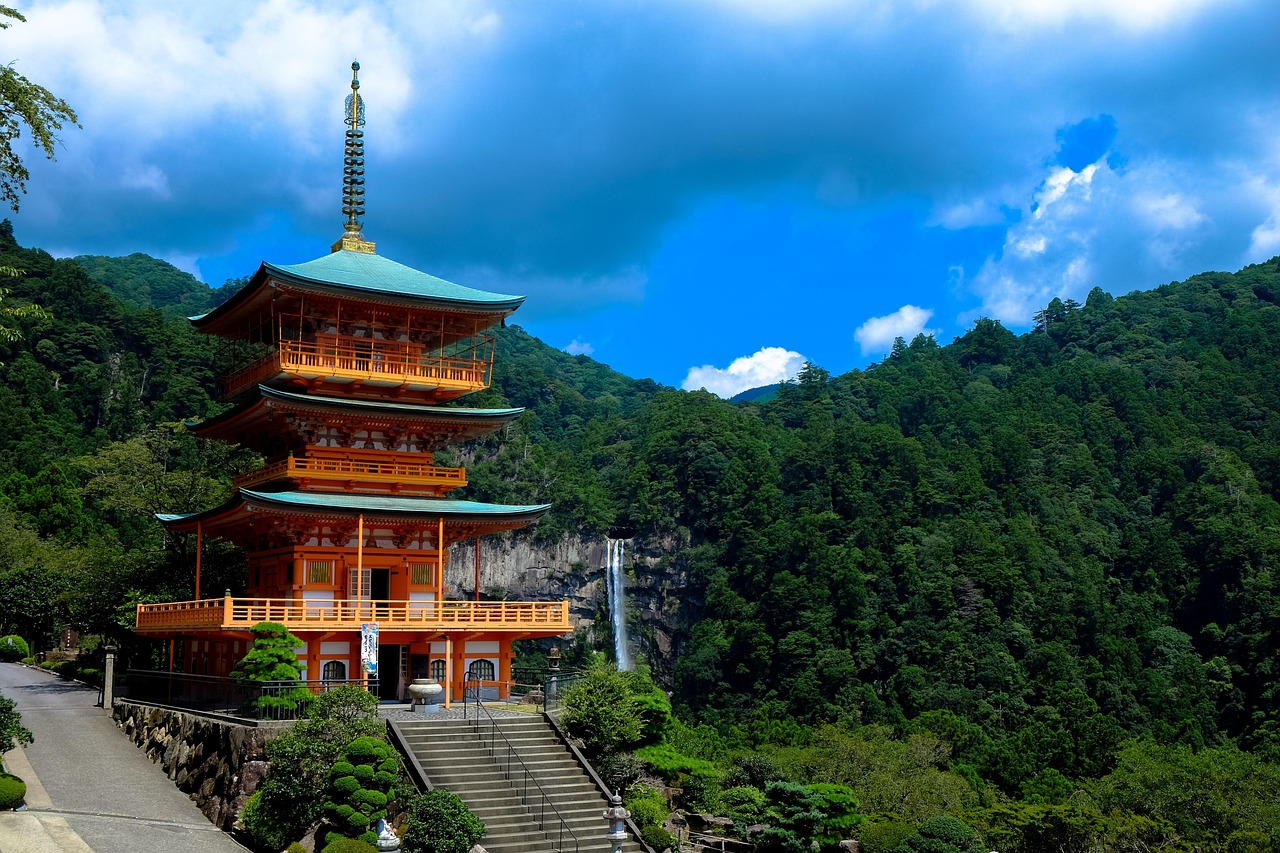 A Japanese temple with a pagoda