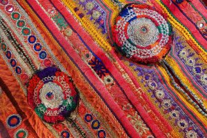 Intricate embroidery, part of the famed textile traditions of Gujarat