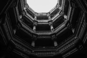 An ancient stepwell, the distinctive subterranean water architecture of Gujarat