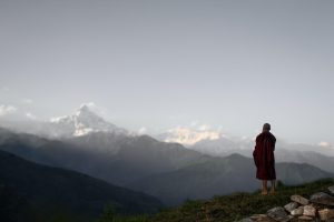 Buddhist monk in the Nepali hills