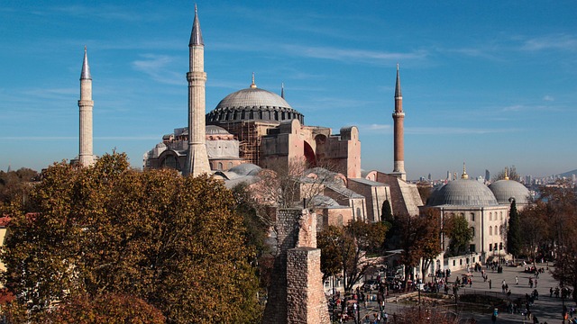The great dome of Hagia Sophia seen from inside