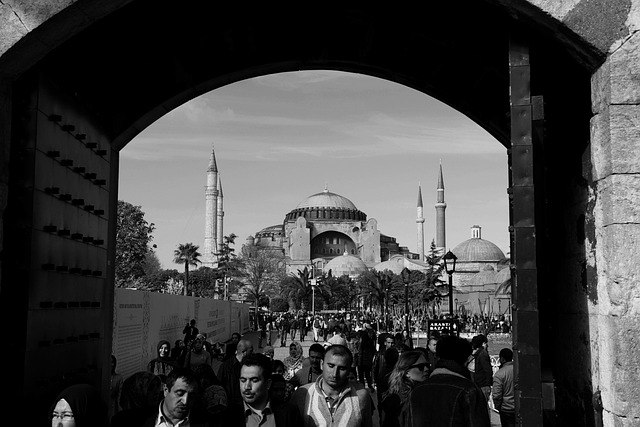The interior of Hagia Sophia as a mosque