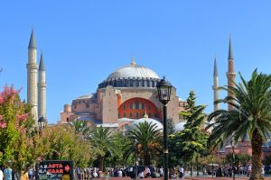 Hagia Sophia with its domes and minarets