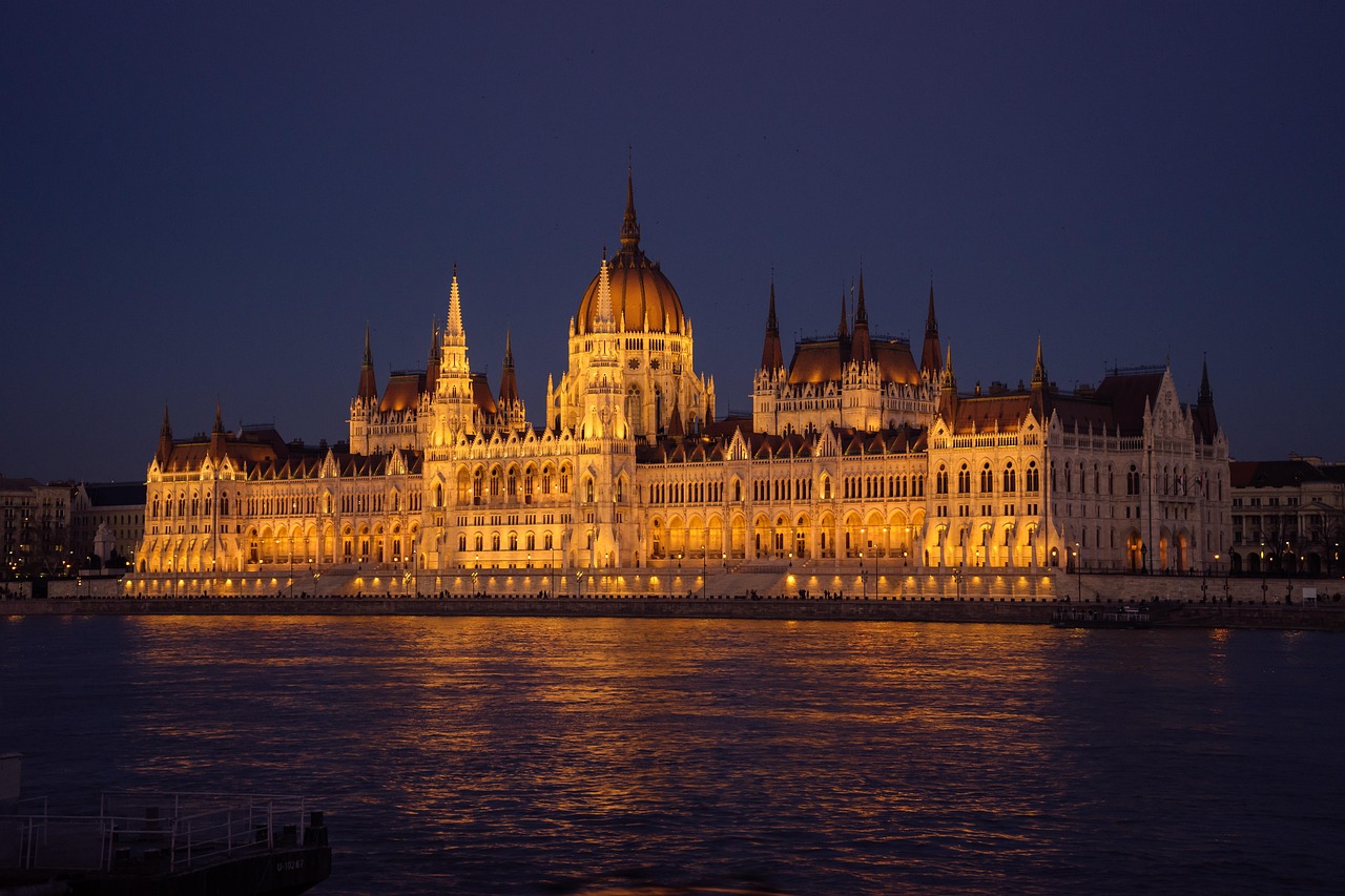 The Hungarian Parliament building on the bank of the Danube in Budapest