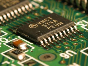 An integrated circuit on a microchip