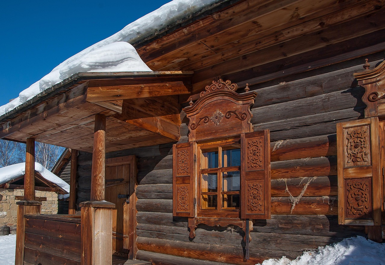 Traditional carved wooden house in Irkutsk, Siberia