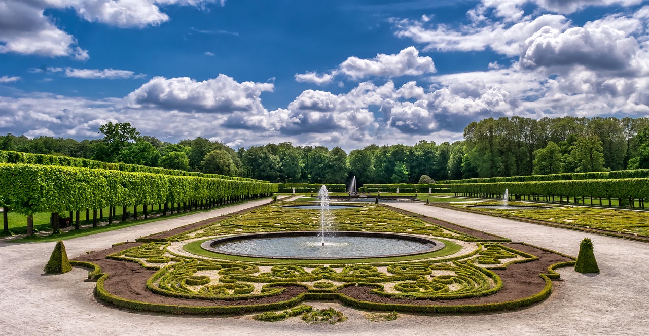 Formal flowerbeds in a botanical garden