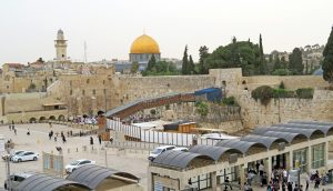 The Western Wall in Jerusalem, the holiest place where Jews are permitted to pray, a remnant of the ancient Temple complex.