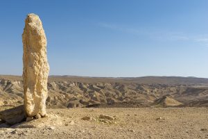 The Negev desert in southern Israel, the arid landscape that covers much of the land.