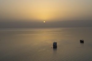 The Sea of Galilee in northern Israel, a freshwater lake central to the history and geography of the region.