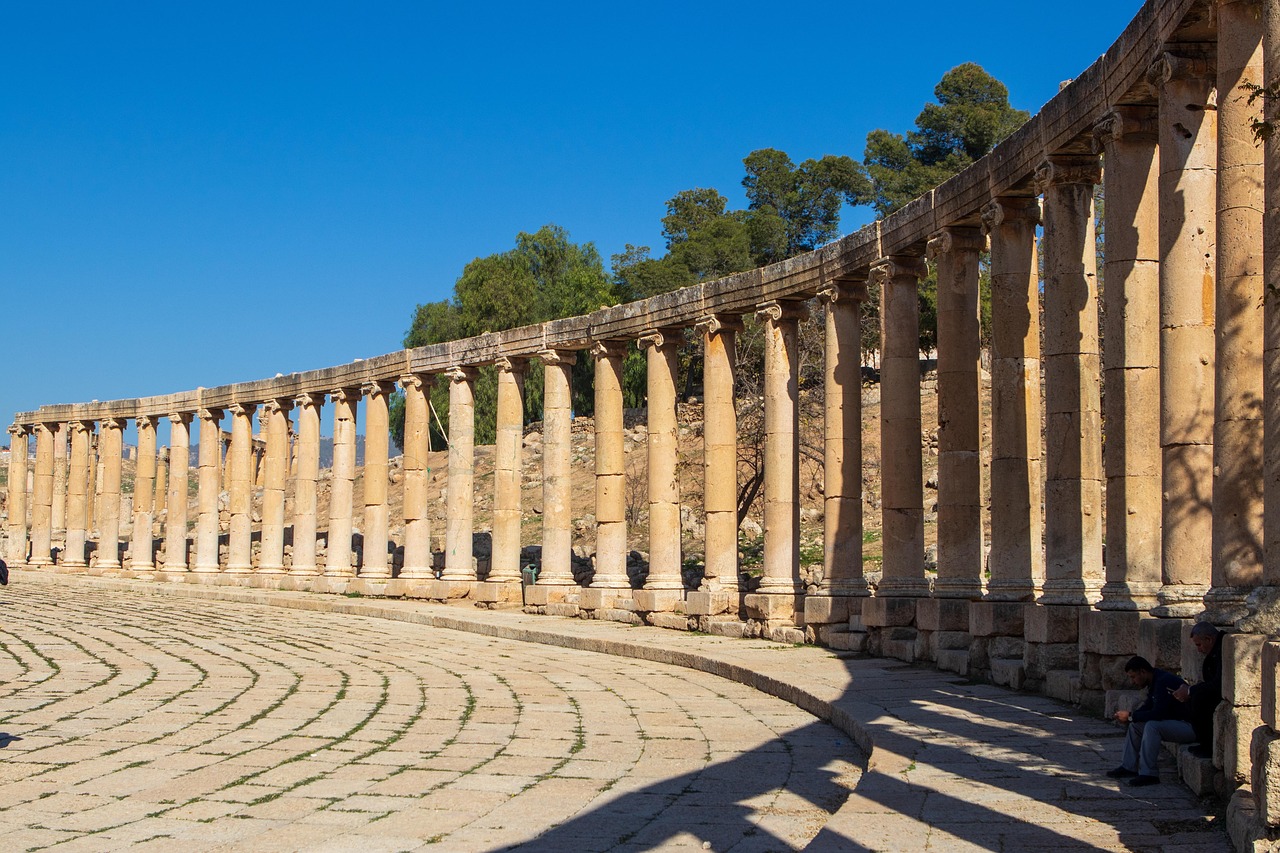 The Roman colonnades of Jerash, one of the best preserved provincial cities of Rome