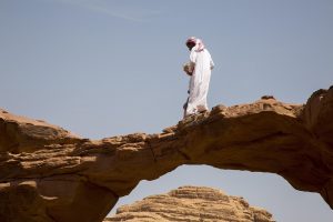 A Bedouin camp under the towering rock walls of Wadi Rum