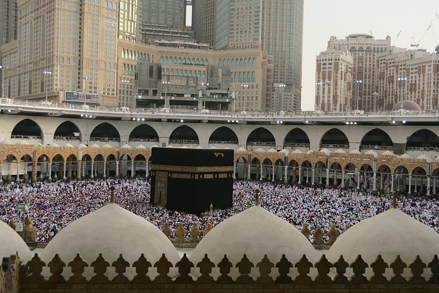 The Kaaba in the center of Masjid al-Haram